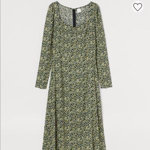 Puff Sleeved Floral Green Dress